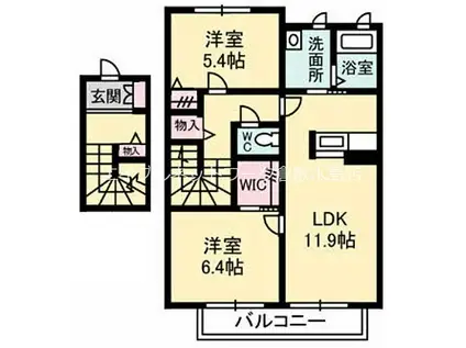 コントレイル(2LDK/2階)の間取り写真