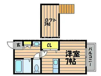 メゾネット日ノ出(ワンルーム/2階)の間取り写真