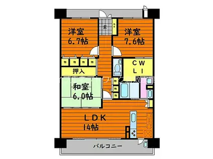 アルファステイツ幸町II(3LDK/10階)の間取り写真