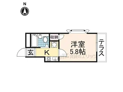 JR桜井線 京終駅 徒歩26分 2階建 築33年(1K/2階)の間取り写真