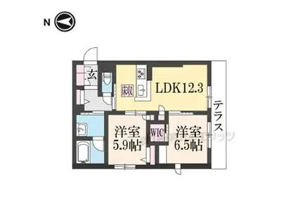 シャーメゾン アペルタ森北(2LDK/1階)の間取り写真