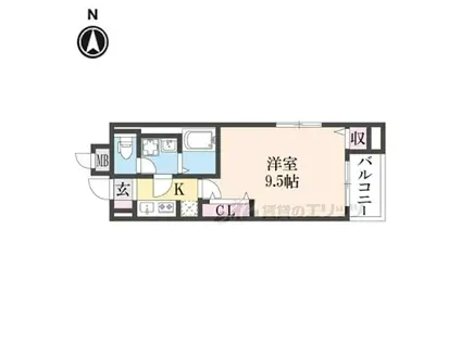 JR桜井線 天理駅 徒歩8分 4階建 築1年(1K/2階)の間取り写真