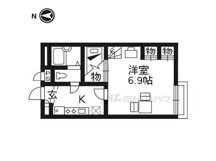 京阪交野線 星ケ丘駅(大阪) 徒歩10分 2階建 築21年(1K/2階)の間取り写真