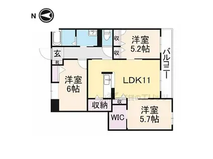 コンフォート上宮(3LDK/3階)の間取り写真