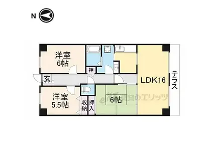 PHOENIX COURT 交野II(3LDK/2階)の間取り写真