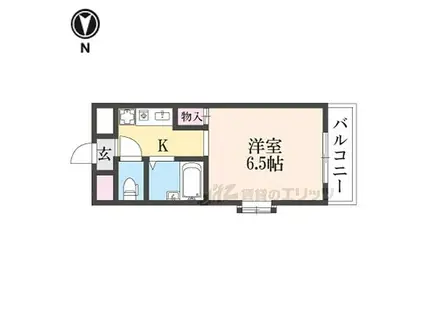 京阪本線 香里園駅 徒歩12分 3階建 築26年(1K/2階)の間取り写真