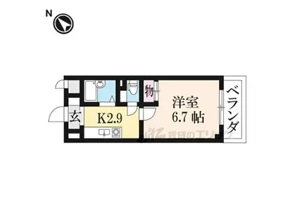 近鉄奈良線 富雄駅 徒歩8分 3階建 築24年(1K/2階)の間取り写真
