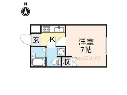 近鉄奈良線 生駒駅 徒歩5分 5階建 築28年(1K/4階)の間取り写真