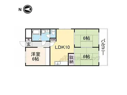 近鉄生駒線 南生駒駅 徒歩14分 5階建 築32年(3LDK/5階)の間取り写真