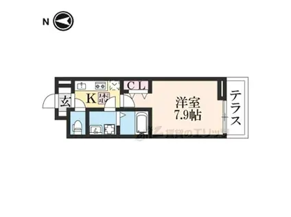 近鉄奈良線 東生駒駅 徒歩11分 3階建 築2年(1K/1階)の間取り写真