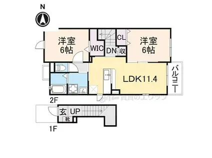 京阪本線 寝屋川市駅 徒歩11分 2階建 築10年(2LDK/2階)の間取り写真