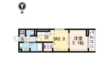 京阪本線 枚方市駅 徒歩36分 2階建 築5年(1DK/1階)の間取り写真