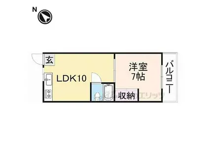 アクティブ新生駒台(1LDK/2階)の間取り写真