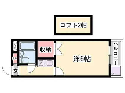 JR東海道・山陽本線 東加古川駅 徒歩17分 2階建 築34年(1K/2階)の間取り写真
