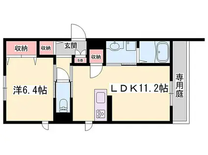 カーサキララ(1LDK/3階)の間取り写真