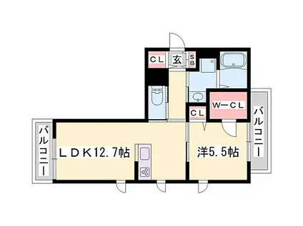 シャルマンコート(1LDK/2階)の間取り写真