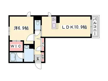 サンビューロ・シンエイ(1LDK/1階)の間取り写真