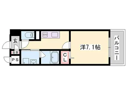 神鉄粟生線 三木駅(神戸電鉄) 徒歩8分 3階建 築17年(1K/1階)の間取り写真