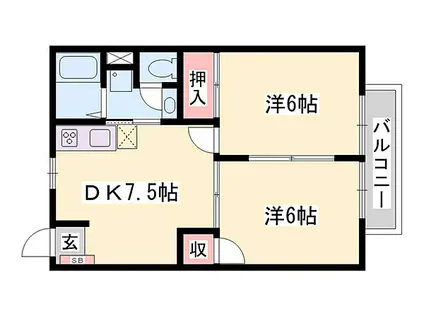 アビタシオン ソネ(2DK/1階)の間取り写真