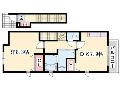 ファインピース土山II(1DK/2階)の間取り写真