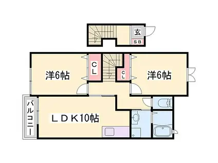 マーベラスC(2LDK/2階)の間取り写真