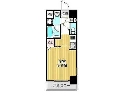 エグゼ大阪ドームII(ワンルーム/3階)の間取り写真