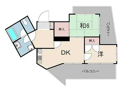 武庫之荘ジェメッリ(2DK/6階)の間取り写真