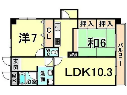 ソリオ北園田(2LDK/3階)の間取り写真