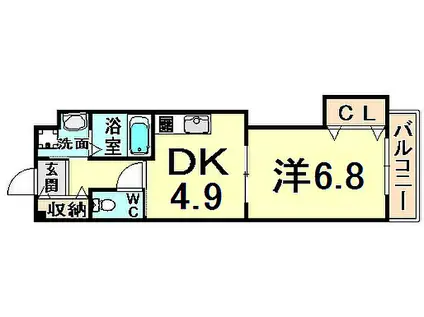 アミティ武庫之荘(1DK/4階)の間取り写真