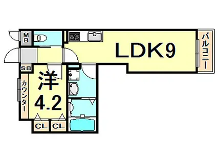 サンクラッソ塚口(1LDK/2階)の間取り写真