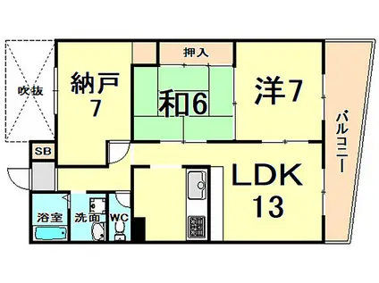 ビューラーささはら(2SLDK/4階)の間取り写真