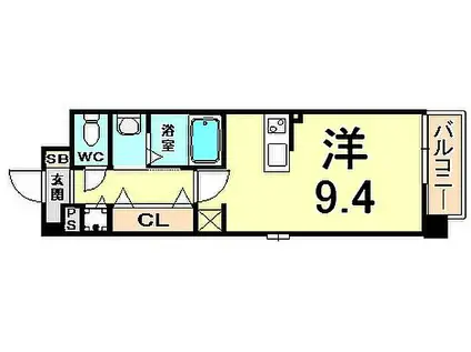 クラシェス尼崎(ワンルーム/8階)の間取り写真
