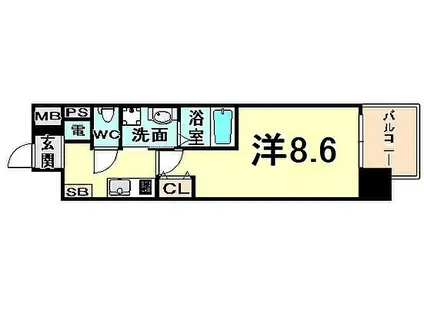 インベスト塚口S-FRONT(1K/9階)の間取り写真