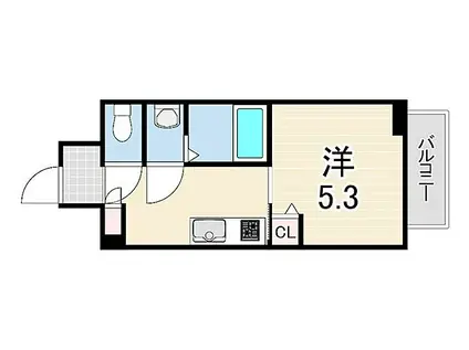 フォーリアライズ昭和南通I(1K/14階)の間取り写真