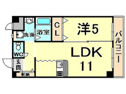 アンアーク(1LDK/2階)の間取り写真