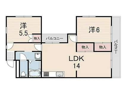 南園和ハウス(2LDK/2階)の間取り写真