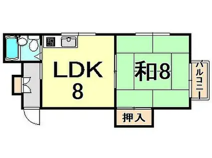 サニーハウス(1LDK/2階)の間取り写真