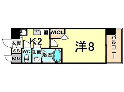 西宮ルモンド甲子園(1K/3階)の間取り写真