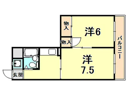 カーサ甲子園(2K/4階)の間取り写真