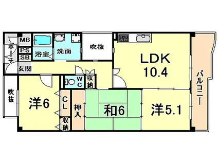KDXレジデンス夙川ヒルズ 3番館(3LDK/6階)の間取り写真