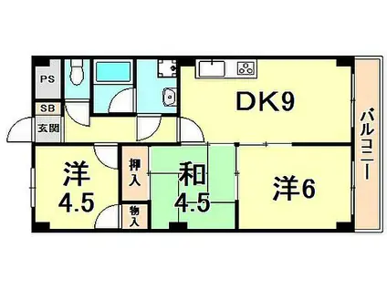 甲子園GH(3DK/5階)の間取り写真