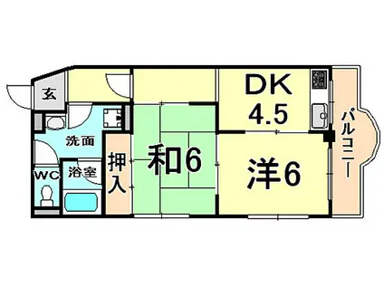 寺島パインマンション(2DK/2階)の間取り写真