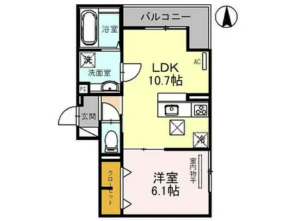 D-ROOM武庫之荘(1LDK/3階)の間取り写真