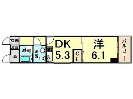 ウィンディ尼崎(1DK/4階)の間取り写真