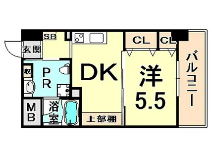 エクセラ塚口(1DK/4階)の間取り写真