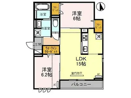 JR東海道・山陽本線 立花駅 徒歩6分 3階建 築1年(2LDK/3階)の間取り写真