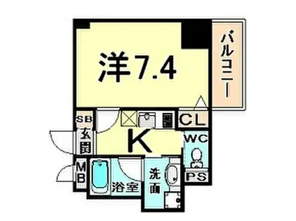 リエス尼崎東(1K/4階)の間取り写真