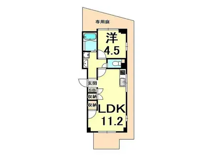 TSUKAGUCHI HOUSE(1LDK/1階)の間取り写真