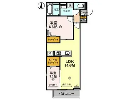 RAFFINATO東灘(2LDK/2階)の間取り写真