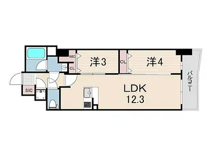 セレニテ神戸ミラク(2LDK/3階)の間取り写真
